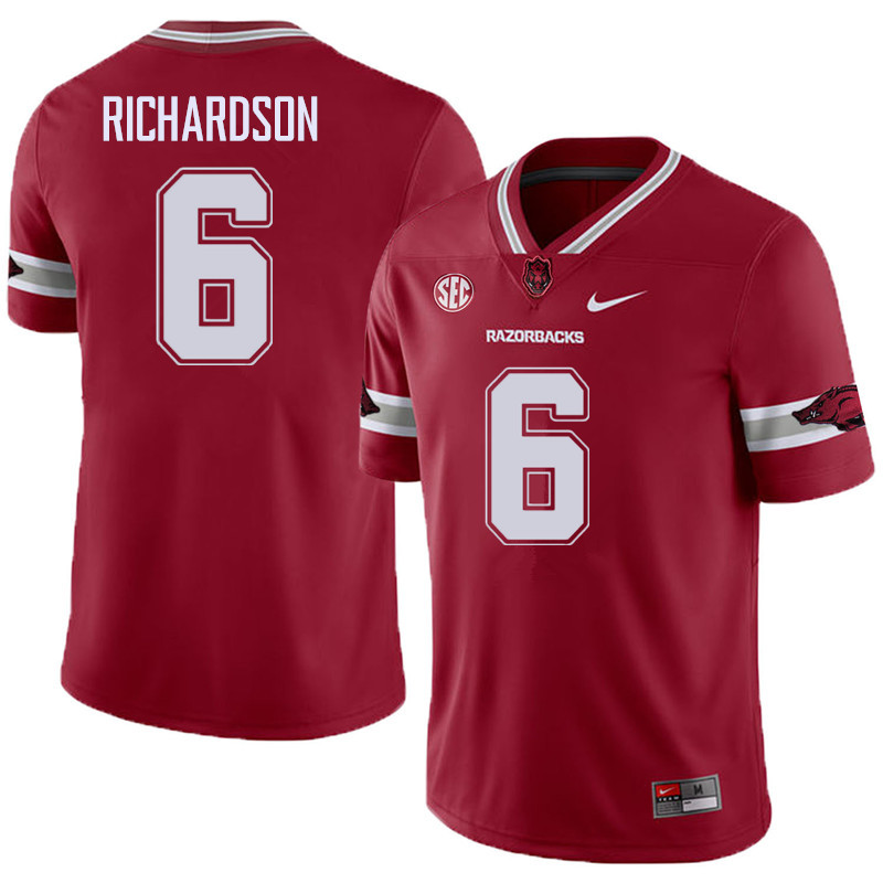 Men #6 Gabe Richardson Arkansas Razorback College Football Alternate Jerseys Sale-Cardinal - Click Image to Close